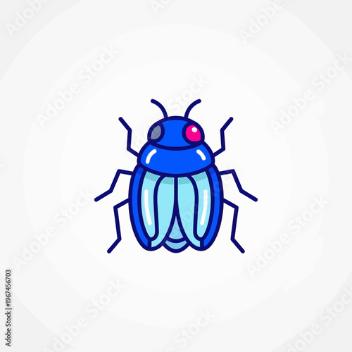 Vibrant blue beetle illustration with intricate details and design.