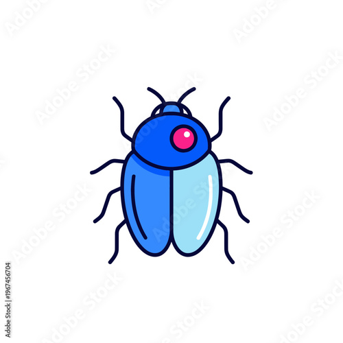Vibrant blue beetle illustration with detailed body and legs perfect for design.