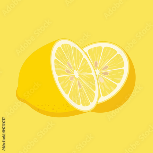 Vibrant illustration of a sliced lemon showcasing its juicy interior and bright yellow color.