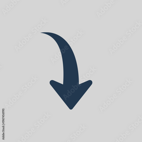 Curved downward arrow indicating direction movement and progress.