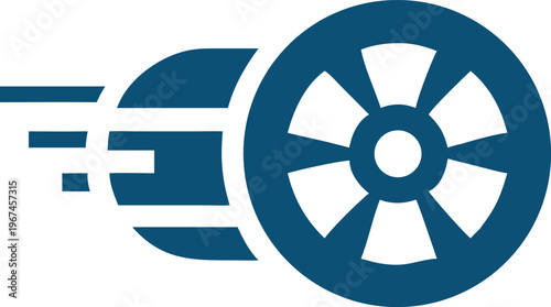 Slowing Down Spinning Wheel Concept Illustration for Motion Graphics and Physics