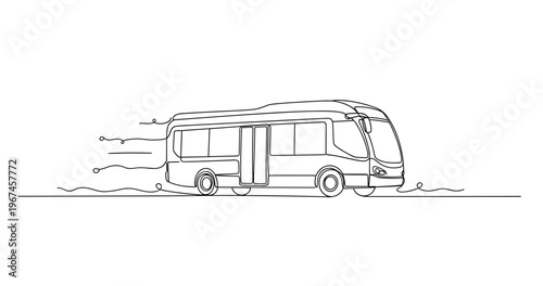 City transit bus moving along urban corridor with motion lines. No editable stroke