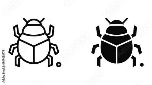 Contrast between a simple and a detailed stylized beetle illustration