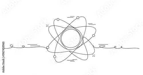Abstract atomic structure with orbiting electrons. None editable stroke