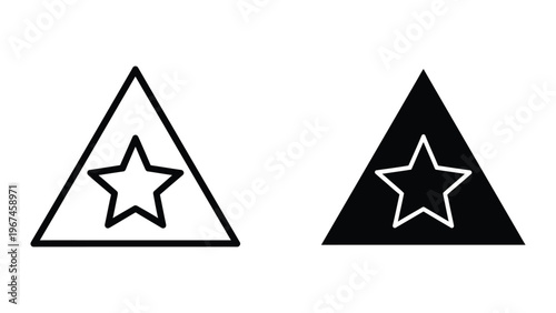 Contrast of a star enclosed in an outlined and filled triangle