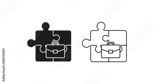 Jigsaw Puzzle Pieces with Handbag Design Vector