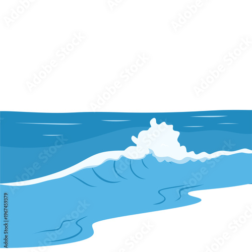 Ocean wave breaking on beach vector illustration
