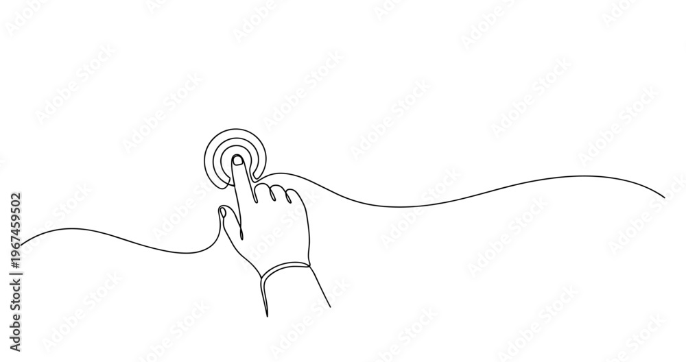 Obraz premium Illustration of hand touching ripple on water surface with index finger. no editable stroke