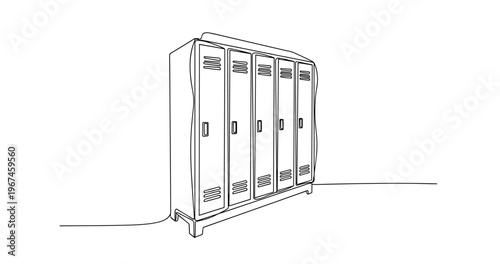 Outline of locker room storage: minimalist black and white design. no editable stroke