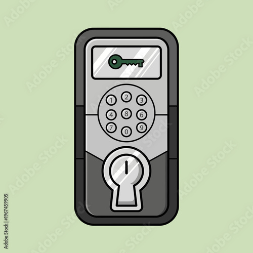 Smart lock illustration modern security system with keypad and keyhole.