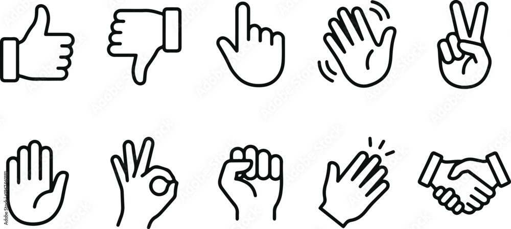 Fototapeta premium A set of hand gestures