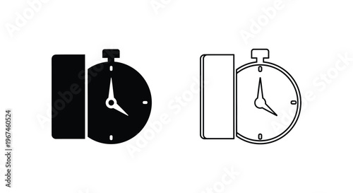 stopwatch, clock icons, vector, black and white, timer symbols