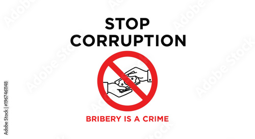 Anti-corruption campaign poster with stop corruption message.