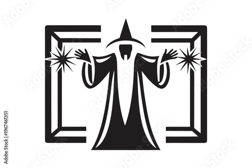 Wise Spellcaster Manifesting Vibrant Magic with a Luminous Hand Gesture - Colorful Fantasy Cartoon Design