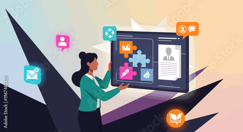 A modern illustration of an email notification icon on a dark background, conveying digital communication and messaging.