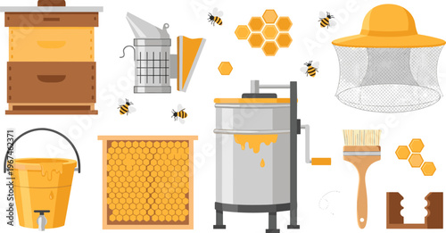 Hand Drawn Easter Egg Hunt Vector Set with Basket, Grass, Bunny Tracks, Spring Flowers, and Decorative Holiday Elements