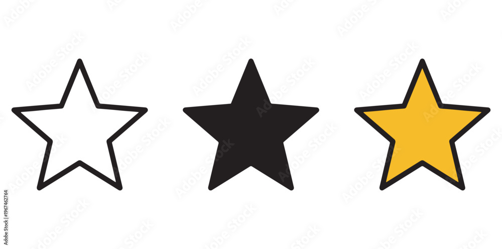 Obraz premium Three stars in different colors are shown in a simple graphic design