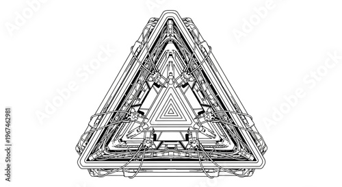 Intricate geometric triangular design element.