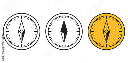 Free Download A set of three compass illustrations in different styles on a white background silhouette - GFXLoad