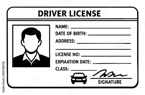 Driver license vector illustration representing identity verification, legal driving permission, and personal information for transportation