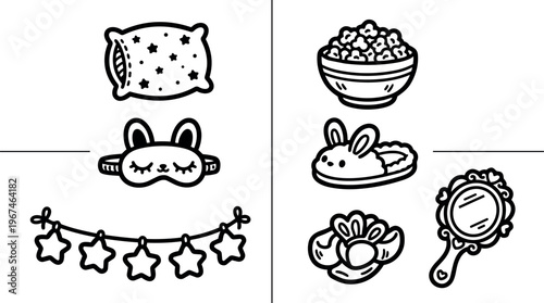 Pillow sleep mask star garland popcorn bunny slipper pearl ring and hand mirror