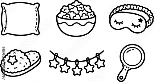Pillow popcorn sleep mask slippers star garland and mirror