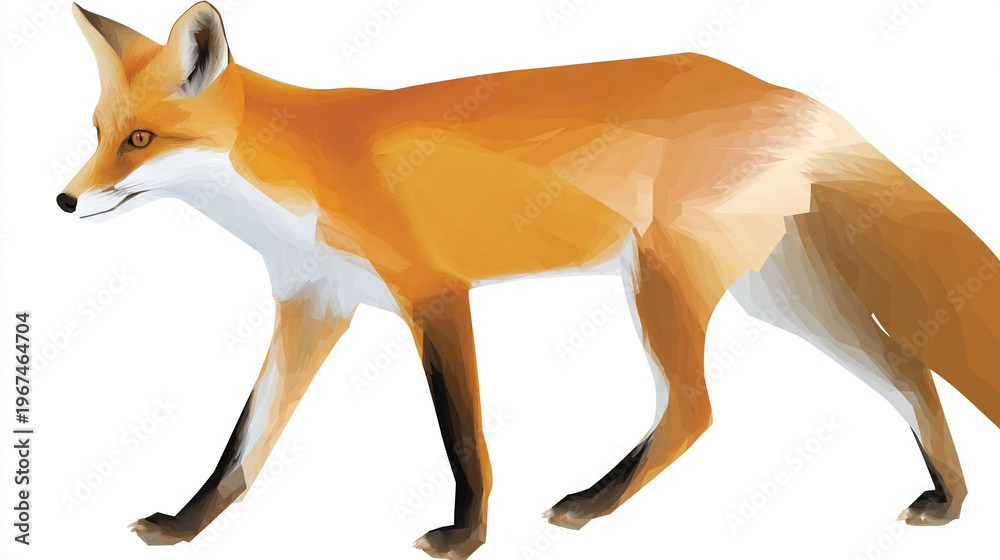 Fototapeta premium Fox walking in a minimalist style