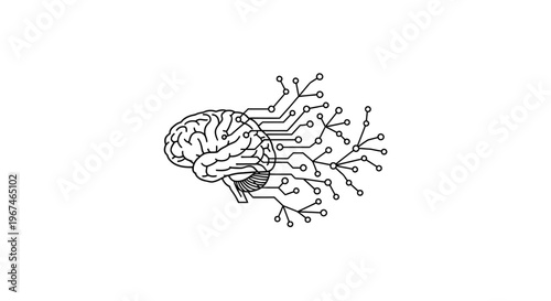 Brain with neural network connections illustration.