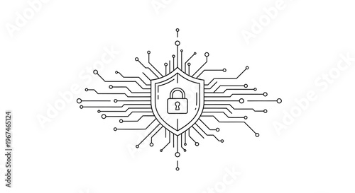 Digital security shield with circuit board design.