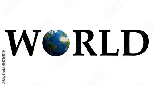 World Typography Logo Design with Globe Letter O, Creative Earth Text Concept