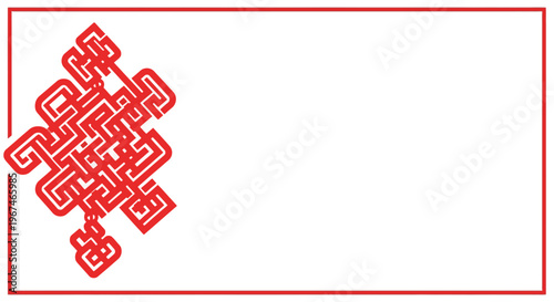 Intricate Red Chinese Mystic Knot Symbol for Good Luck and Prosperity on Isolated White Background