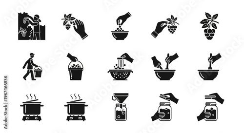Black and white coffee icons set.