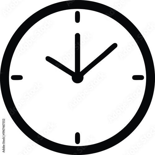 Black clock face with hour and minute hands time dial