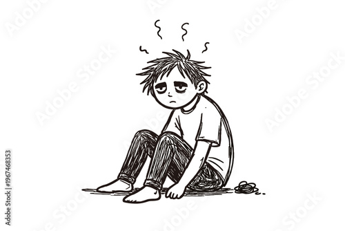 Lines person naive doodle composition vector image generation imperfect minimal stare icon