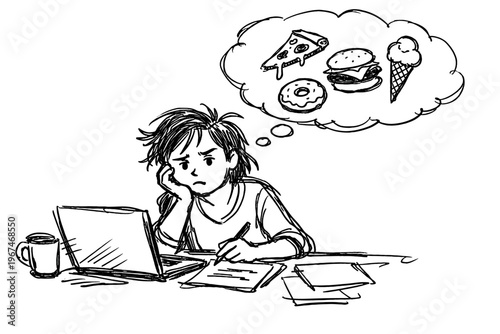 Lines doodle imperfect thinking sketch working about distraction icon vector thoughts food