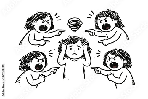 Generation simple arguing vector conflict image minimal concept inner themselves icon black