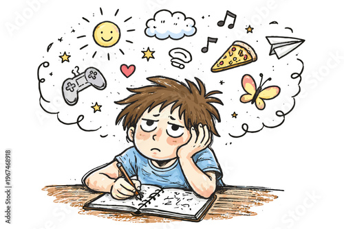 Doodle image distraction vector daydreaming icon naive imperfect focus generation messy style