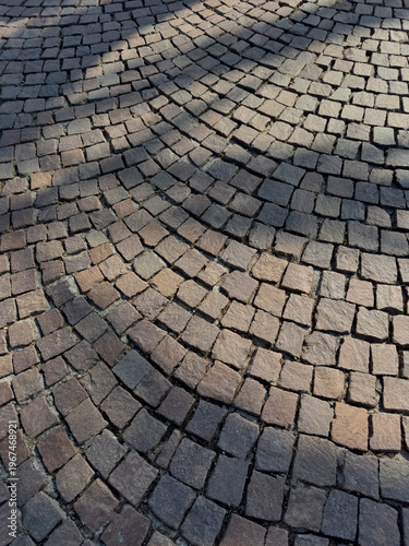 Εκτύπωση καμβά Traditional Porphyry Cobblestone Pavement with Fan Pattern Patterned Street Text
