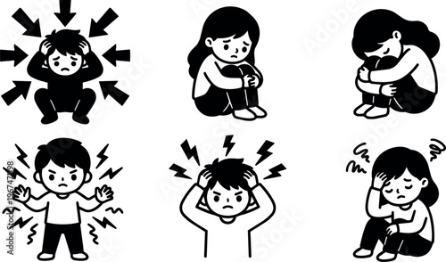 Kids showing stress and headache symptoms