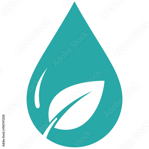 Green water drop with leaf icon