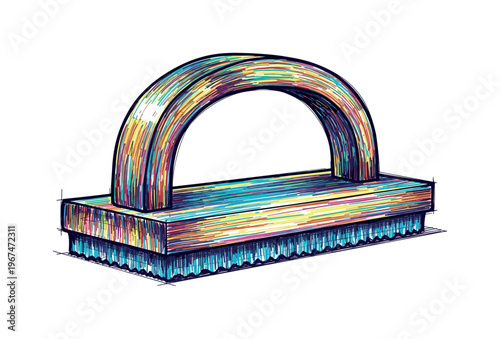 Colorful blotter rocker with rainbow-striped handle and bristles