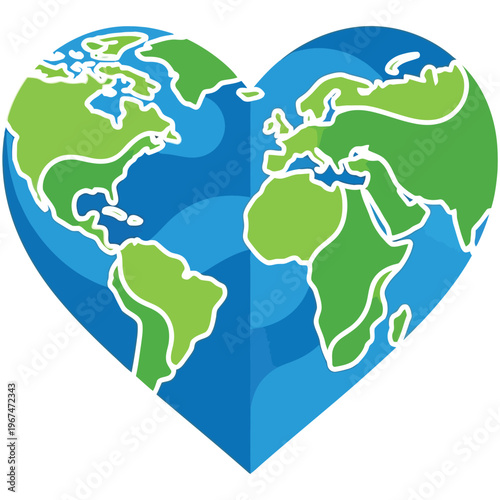 World map in heart shape