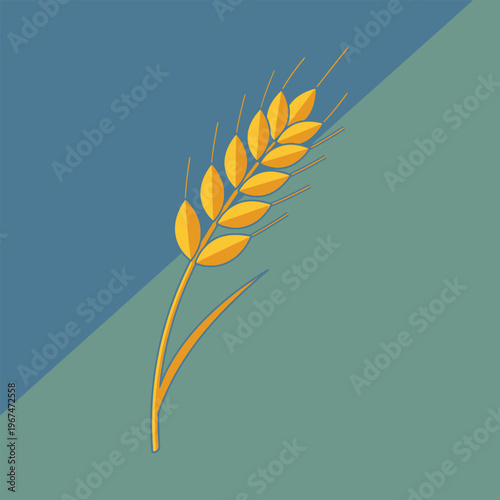 Golden wheat stalk on gradient background