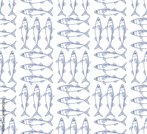 Vector Hand drawn illustration blue colour of summer,coastal,Graphic elements. seamless patterns for fabric, textiles, clothing, wrapping paper, backdrop, banner, illustration, abstract backgrounds.
