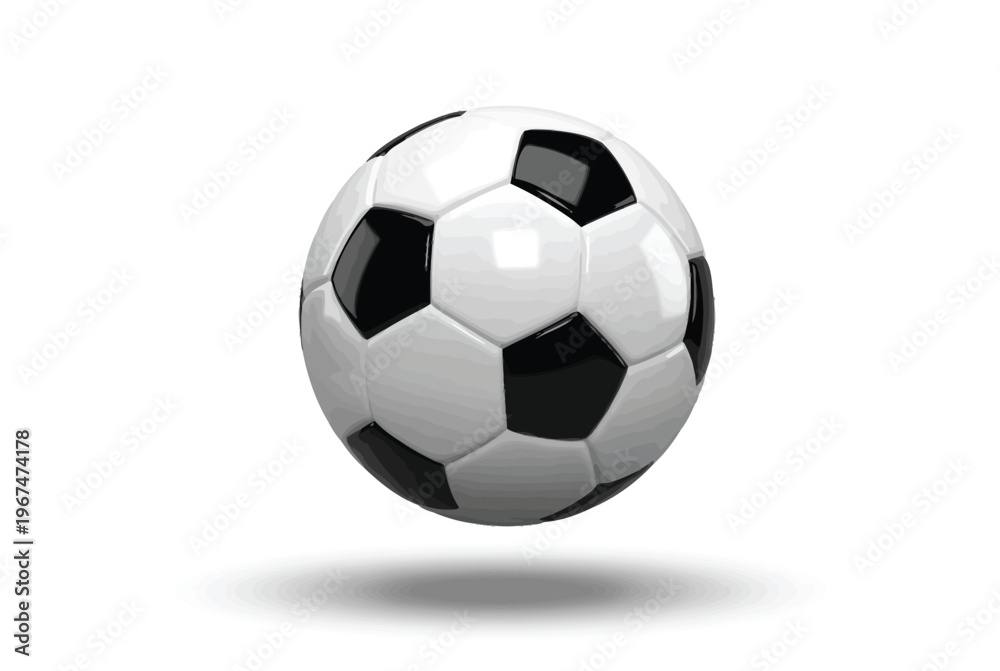 Naklejka premium Football soccer ball icon on white background,Soccer ball. 3d rendering illustration 