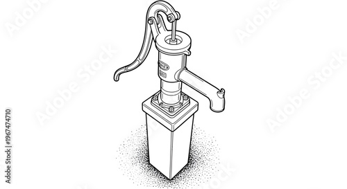 A hand operated water well pump.