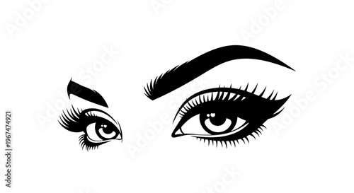 Beautiful female eyes with long eyelashes and perfectly shaped eyebrows.