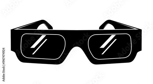 Black 3D Glasses Icon for Cinema and Entertainment.