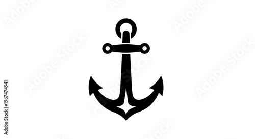 Black Anchor Symbol on White Background.