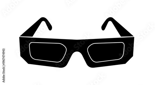 Black 3D Glasses Silhouette for Movie Watching Experience.